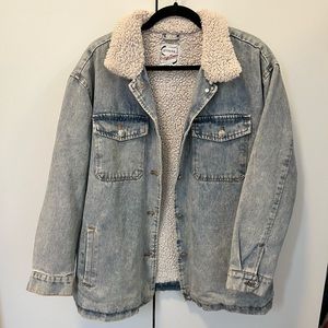 Oversized denim Sherpa jacket